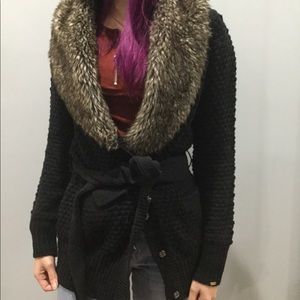 Furlined woven cardigan